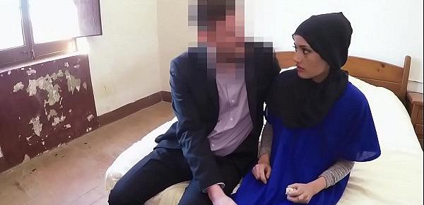  Sexy teen Arab refugee fucks in a hotel room